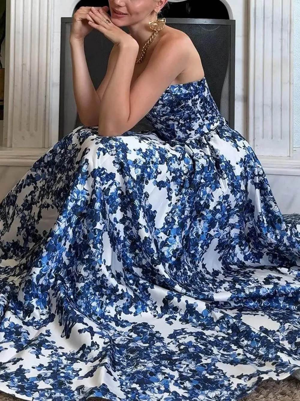 Indie | Elegant Strapless Maxi Dress - Image 5
