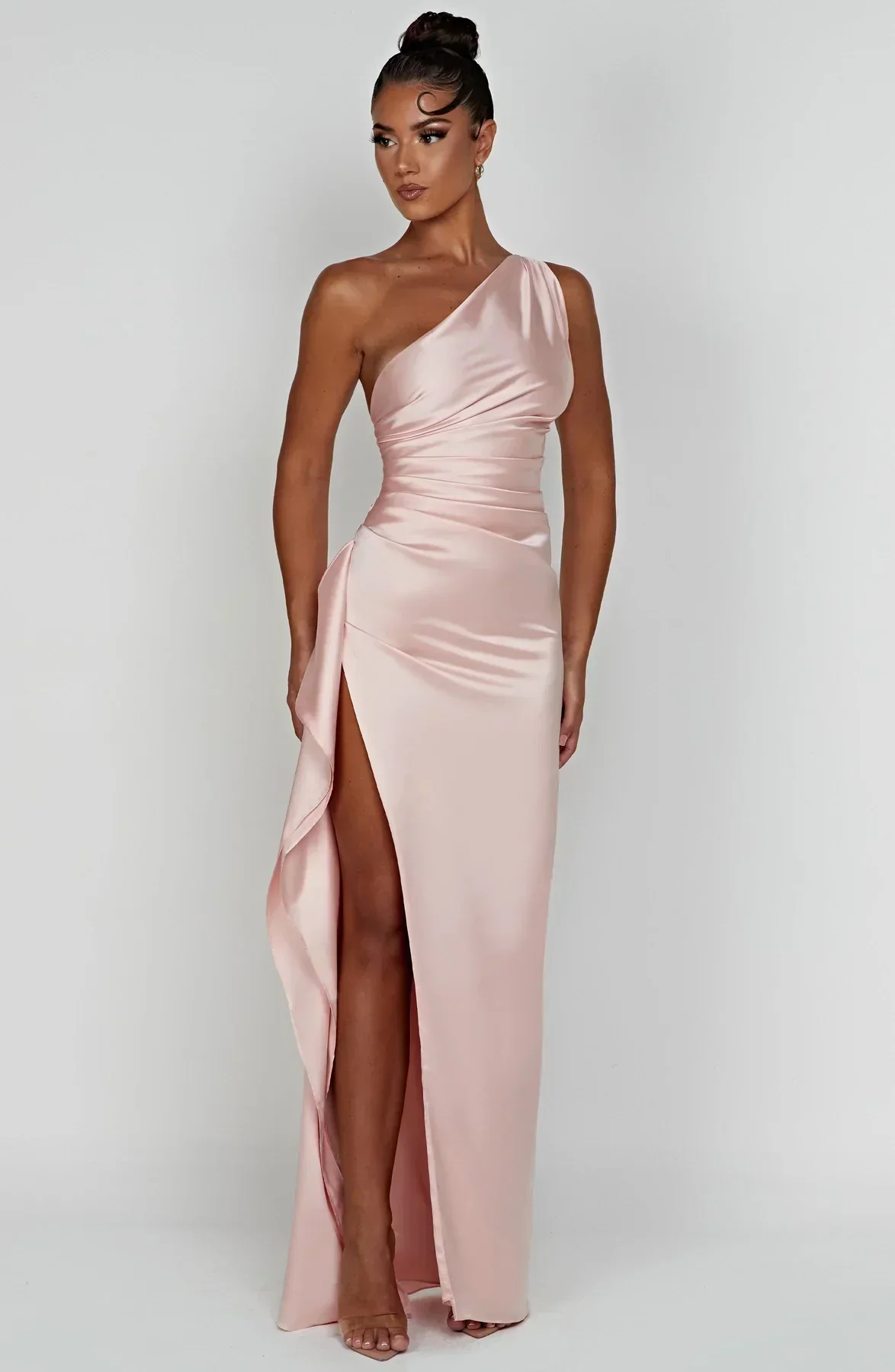 Isabeau | One Shoulder Satin Dress - Image 10