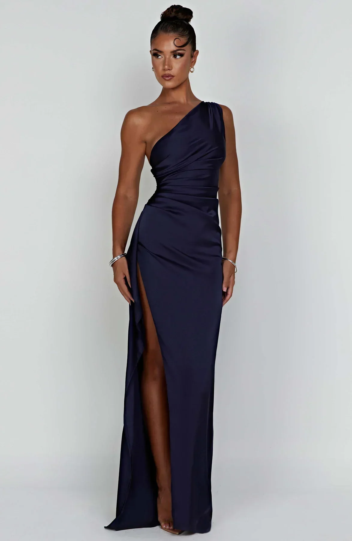 Isabeau | One Shoulder Satin Dress - Image 15