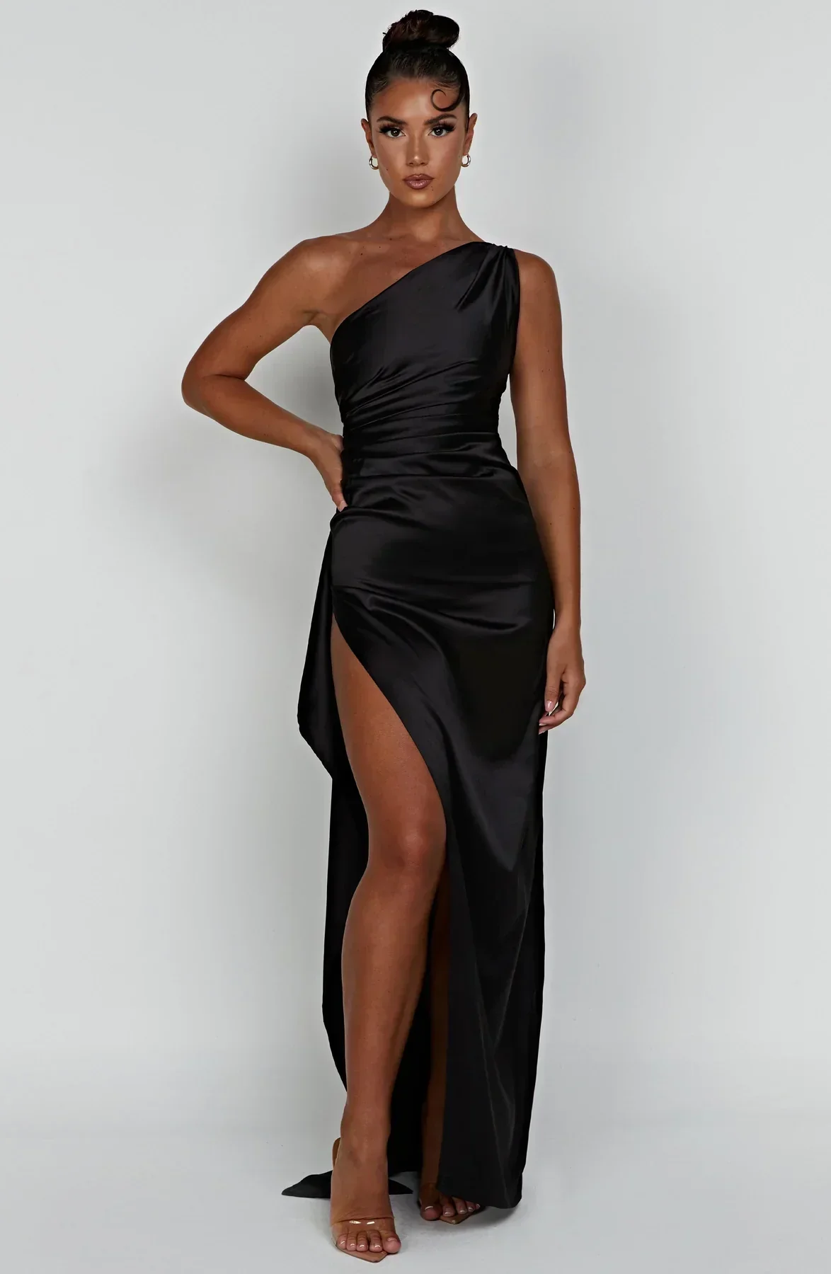Isabeau | One Shoulder Satin Dress - Image 31