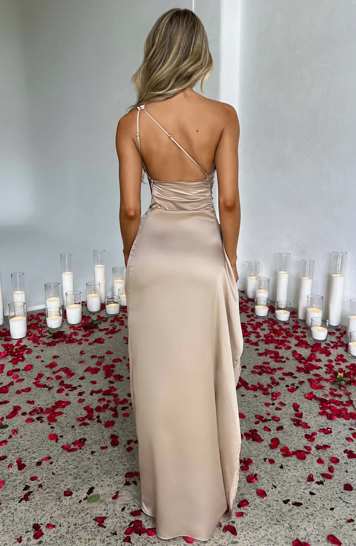 Isabeau | One Shoulder Satin Dress - Image 5