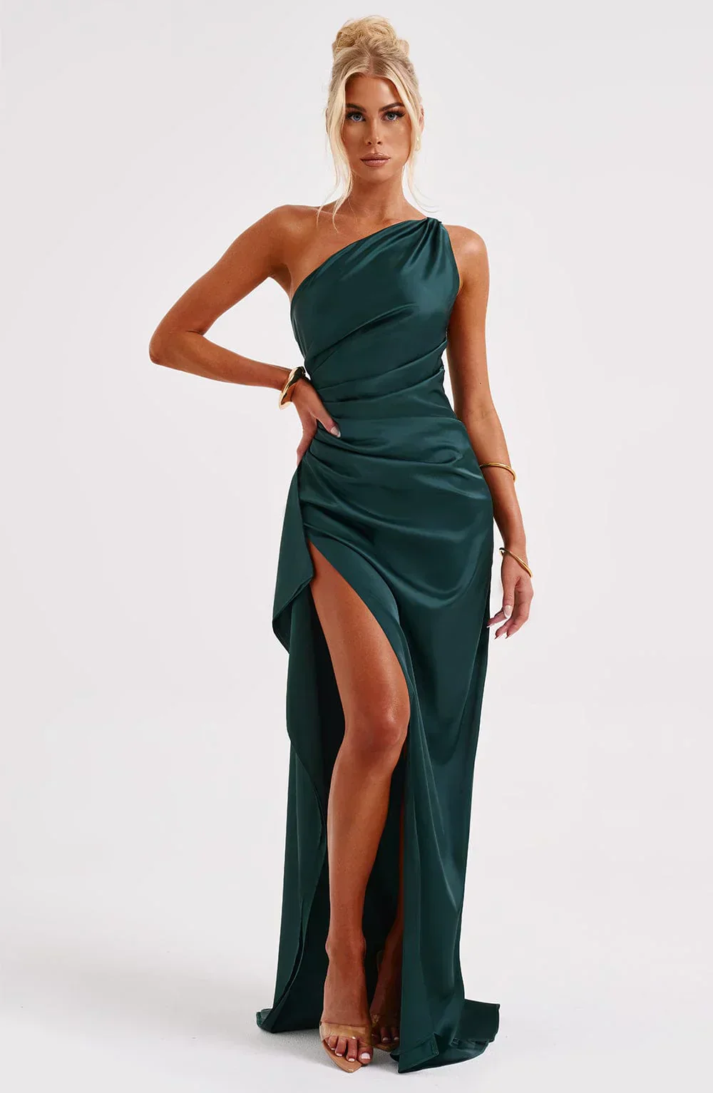 Isabeau | One Shoulder Satin Dress - Image 56