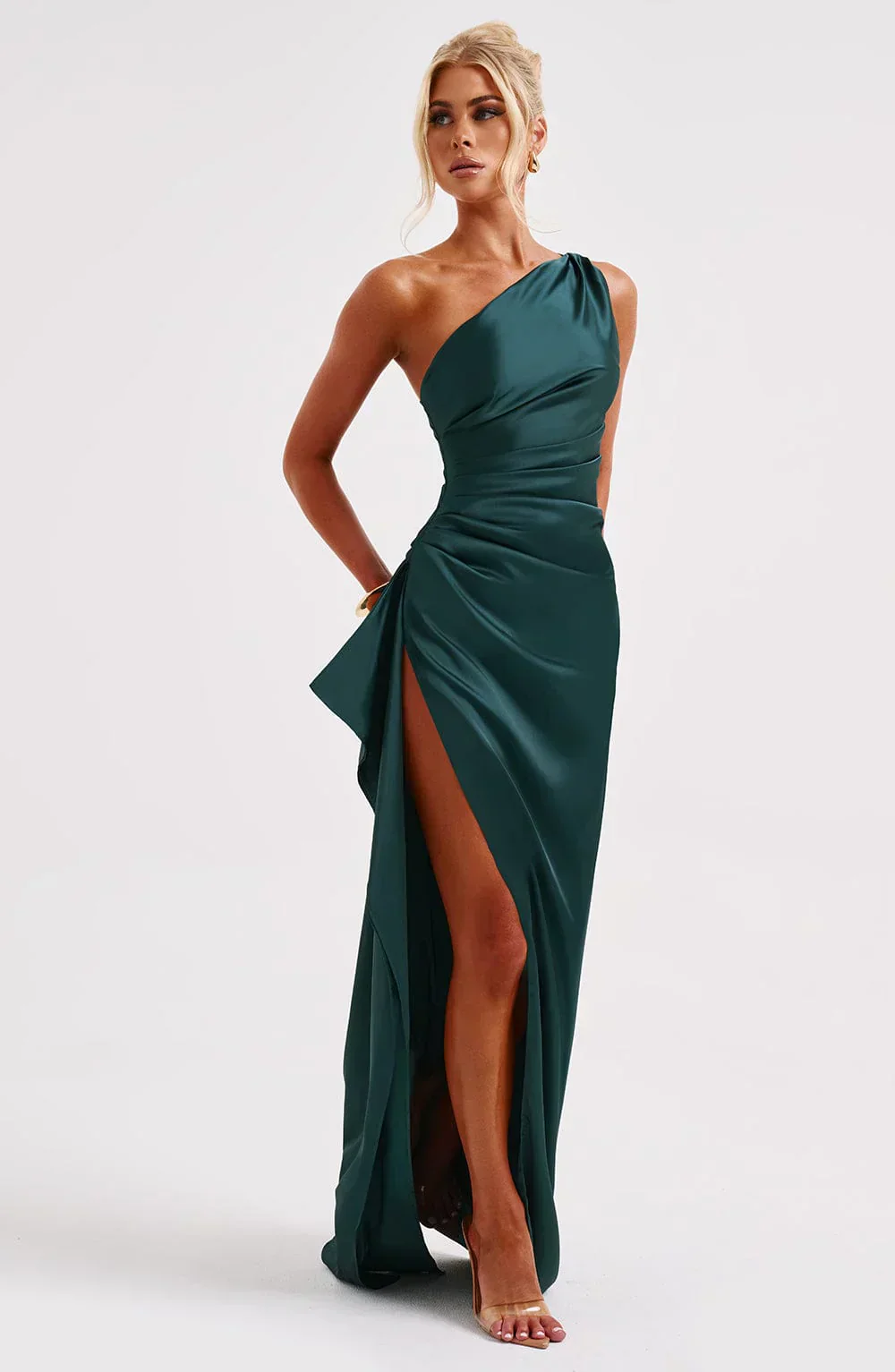 Isabeau | One Shoulder Satin Dress - Image 59