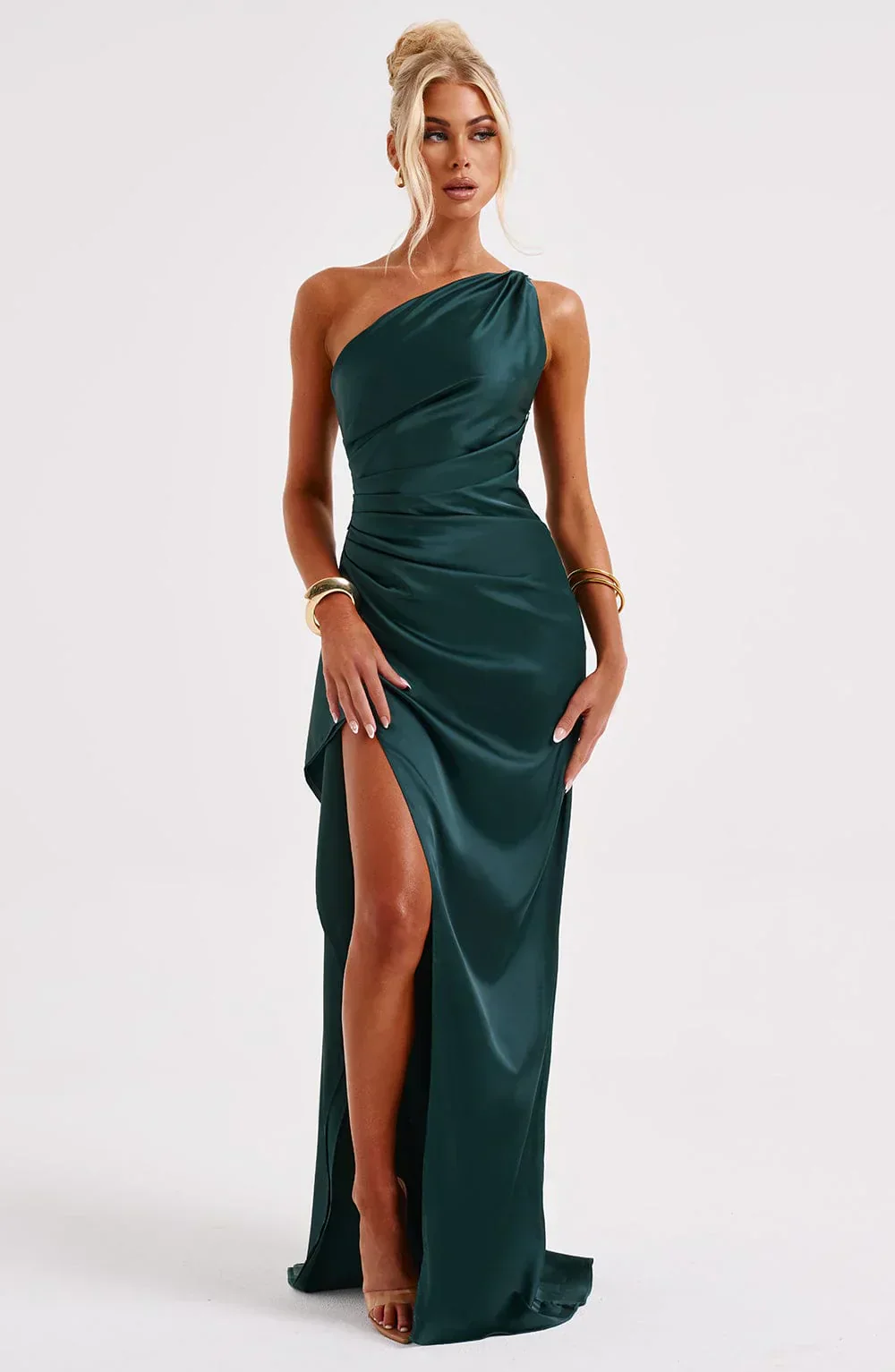 Isabeau | One Shoulder Satin Dress - Image 60