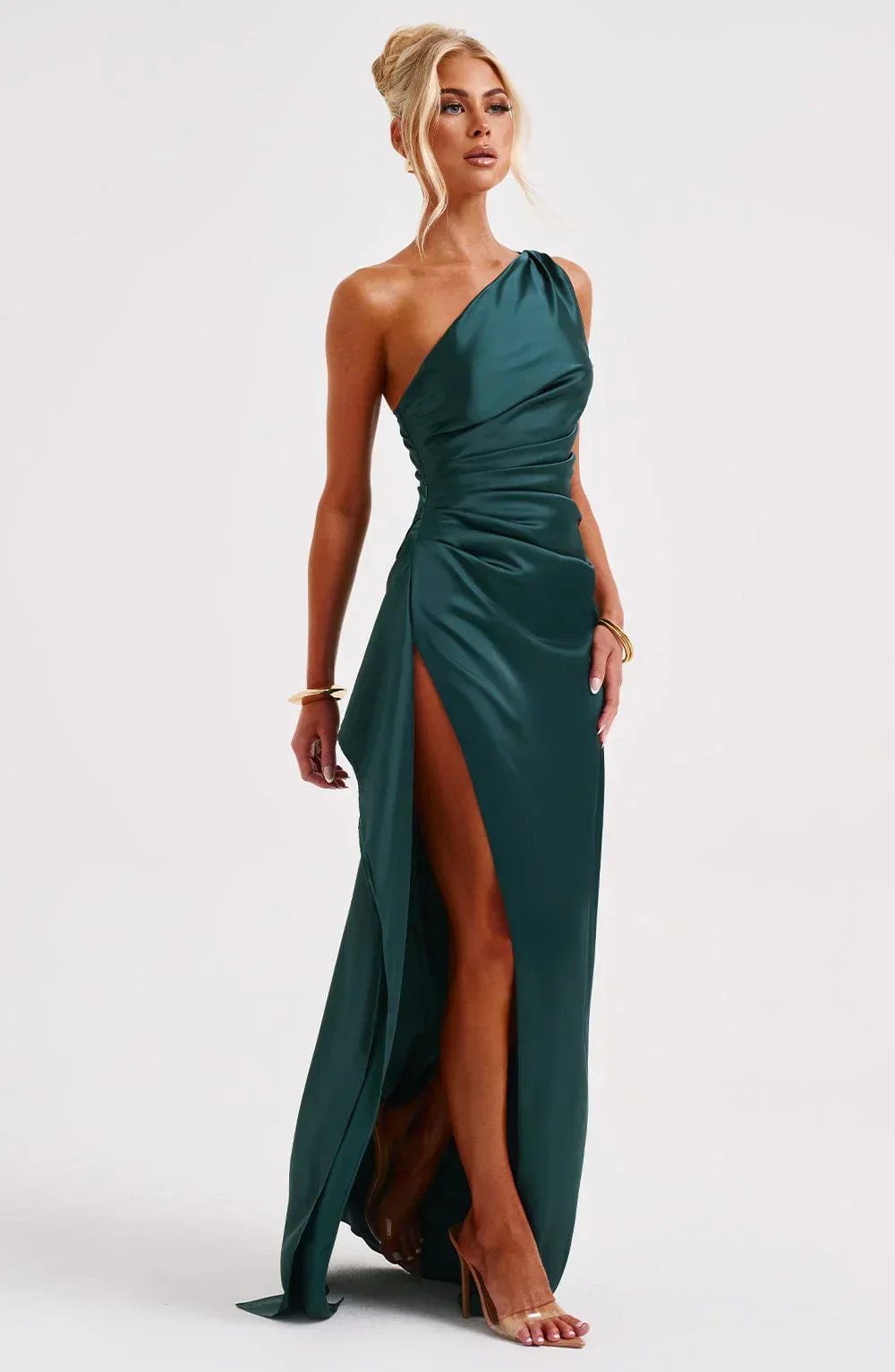 Isabeau | One Shoulder Satin Dress - Image 61