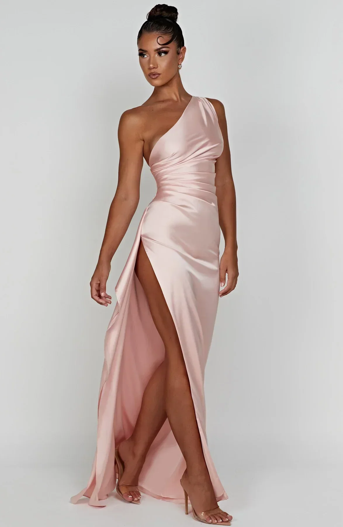Isabeau | One Shoulder Satin Dress - Image 9