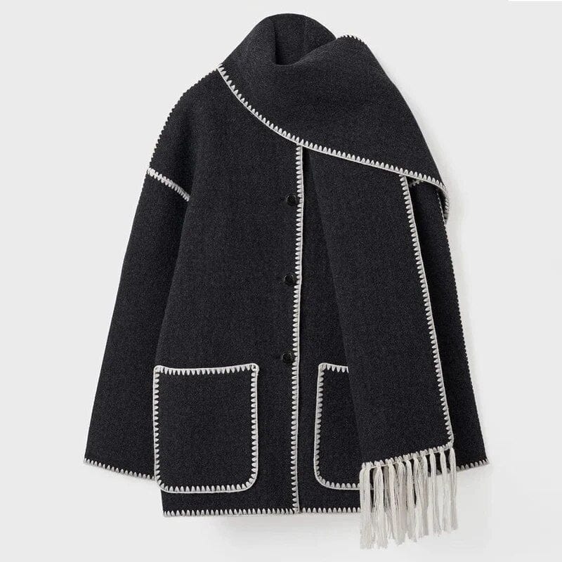 Isla | Poppy Fringed Scarf Coat - Image 4