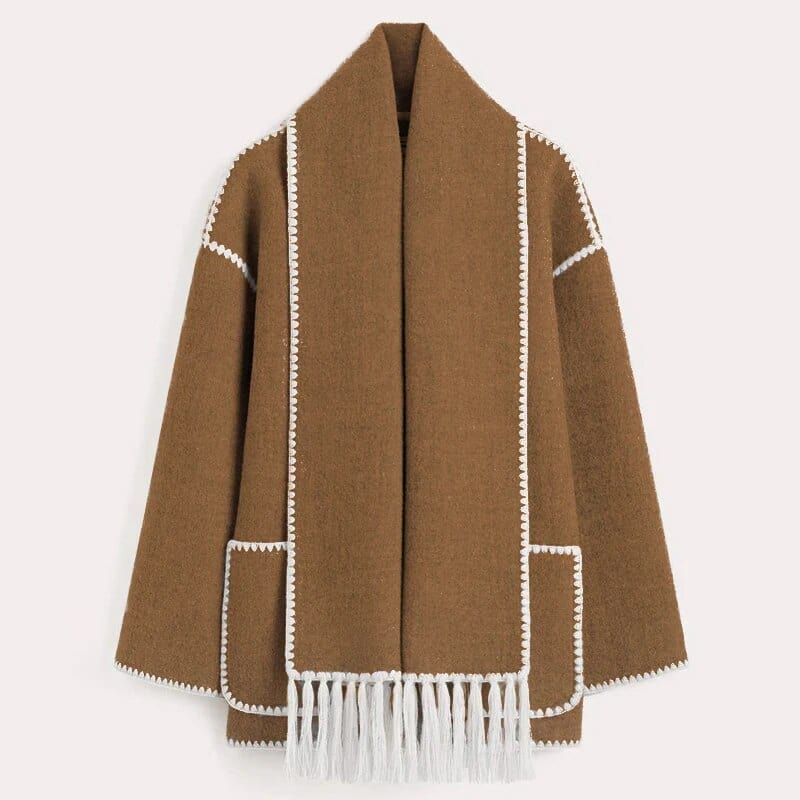 Isla | Poppy Fringed Scarf Coat - Image 5
