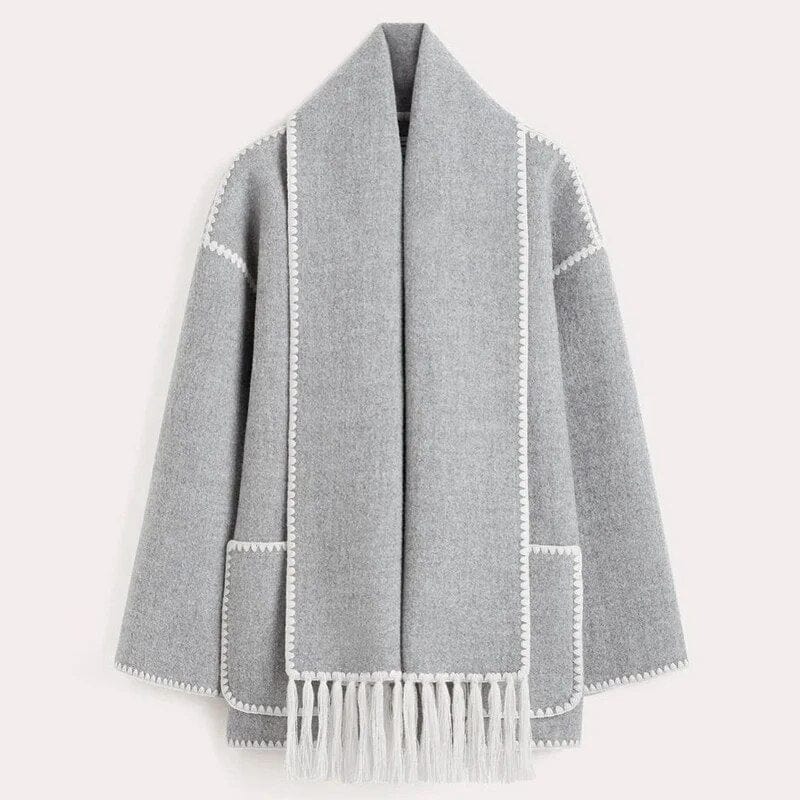Isla | Poppy Fringed Scarf Coat - Image 6