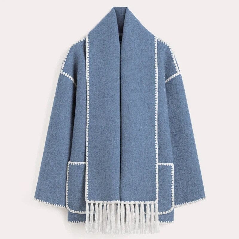 Isla | Poppy Fringed Scarf Coat - Image 7