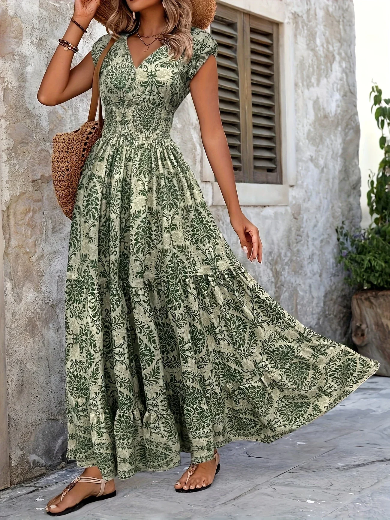 Kaia | V-Neck Maxi Dress with Ruffle Hem - Image 3