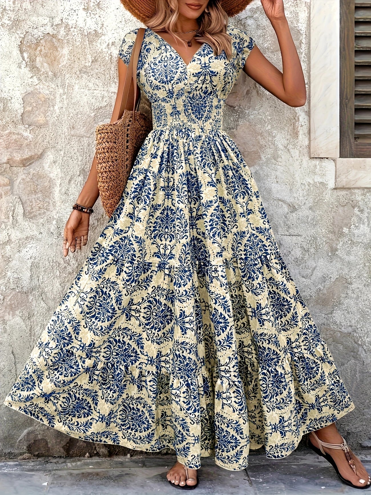 Kaia | V-Neck Maxi Dress with Ruffle Hem - Image 4