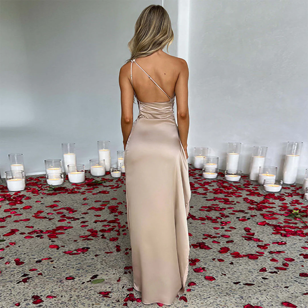 Kenza | Elegant Long Satin Dress - Image 3