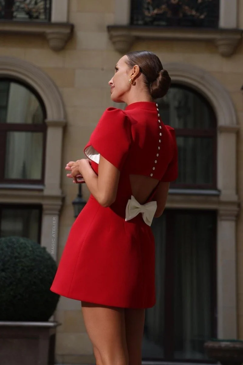 Leontine | Cut-Out Bowknot Mini Dress - Image 3