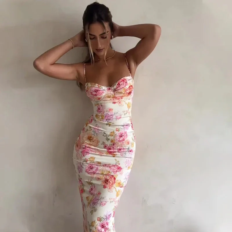 Leontine | Elegant Floral Maxi Dress with Lace Trim - Image 2