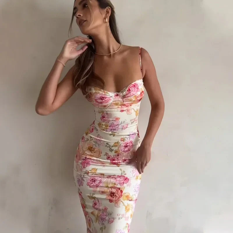 Leontine | Elegant Floral Maxi Dress with Lace Trim - Image 5