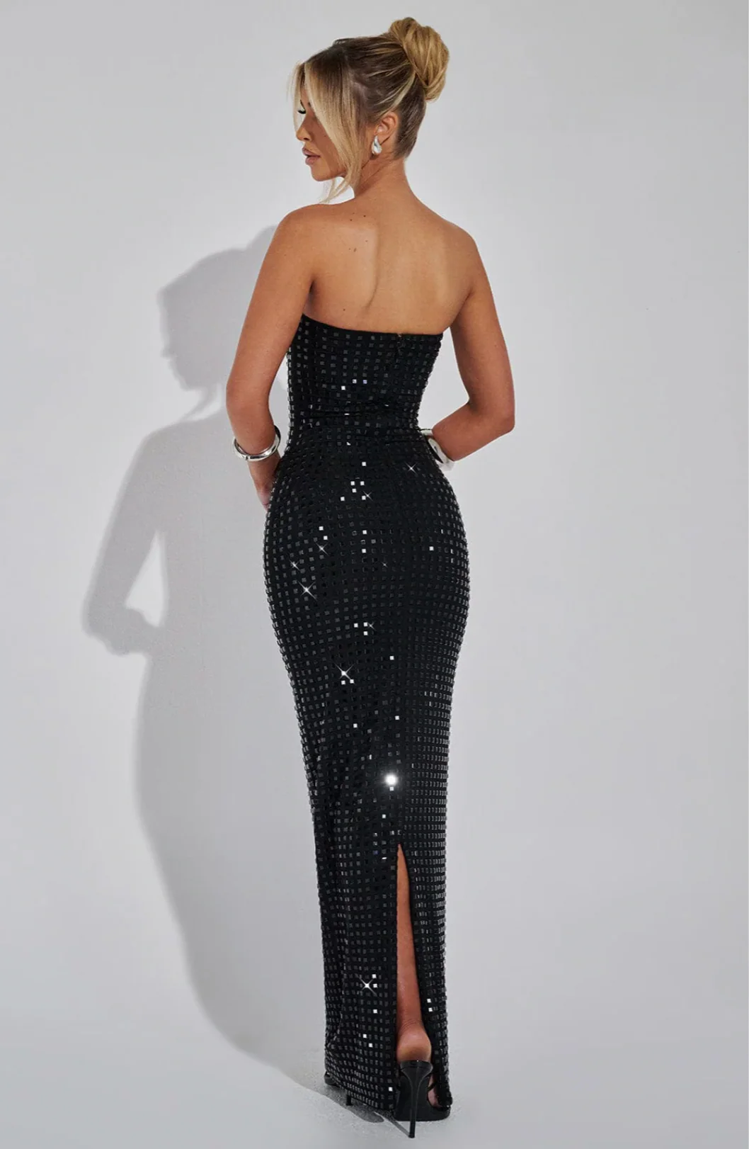 Lilou | Women's Strapless Rhinestone Body-Hugging Glam Maxi Dress - Image 16