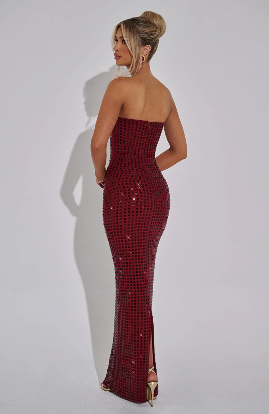 Lilou | Women's Strapless Rhinestone Body-Hugging Glam Maxi Dress - Image 21