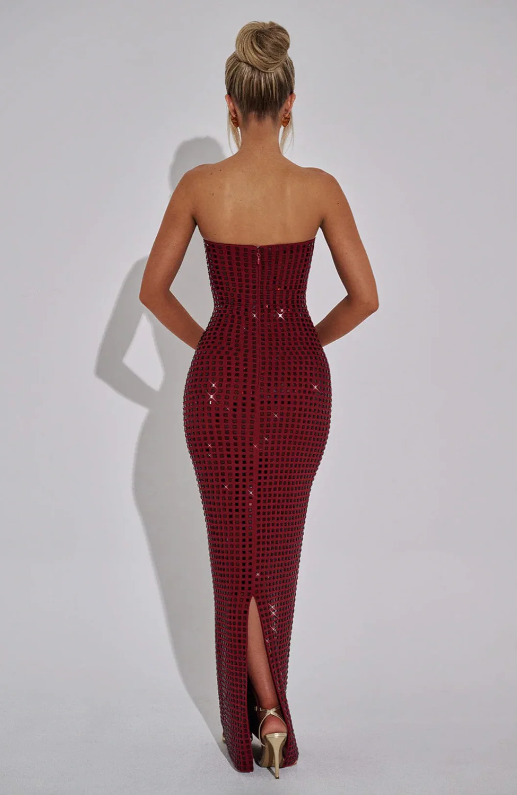 Lilou | Women's Strapless Rhinestone Body-Hugging Glam Maxi Dress - Image 23