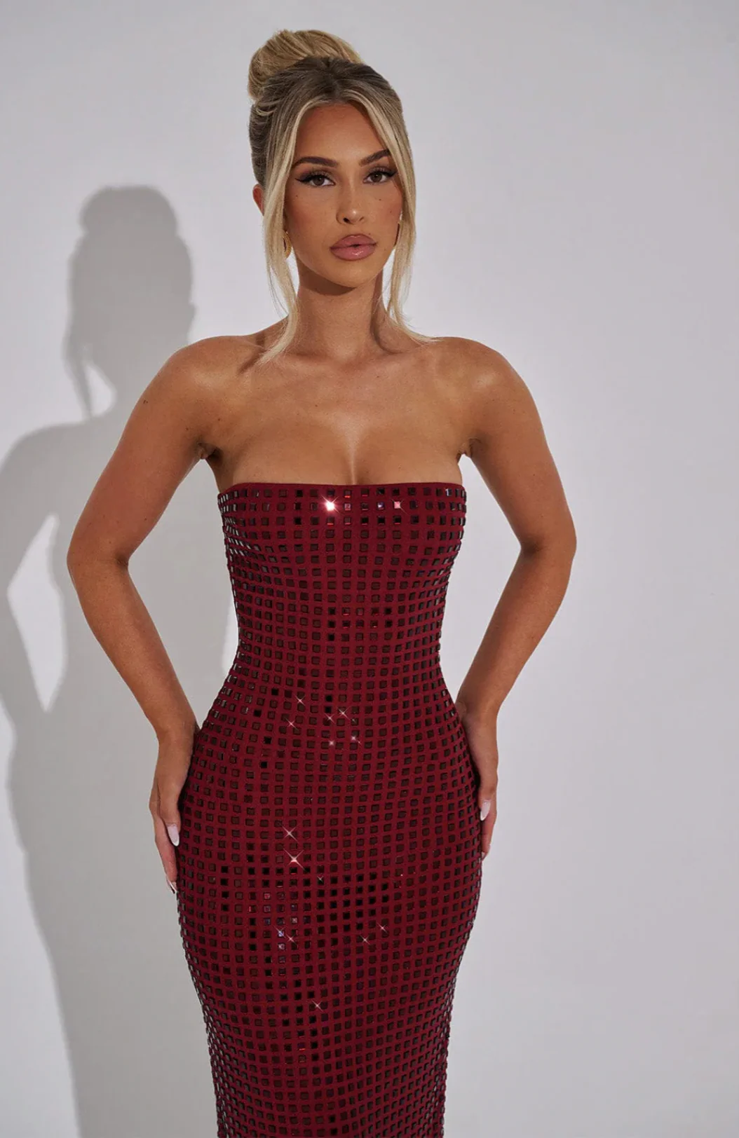 Lilou | Women's Strapless Rhinestone Body-Hugging Glam Maxi Dress - Image 24