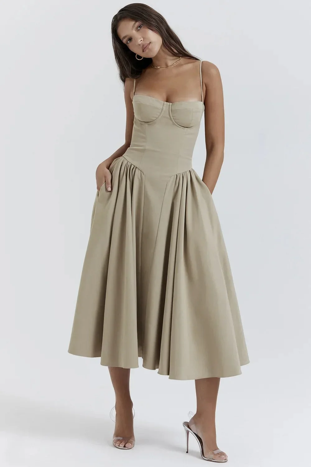 Lorelei | Sleeveless Corset Midi Dress - Image 27