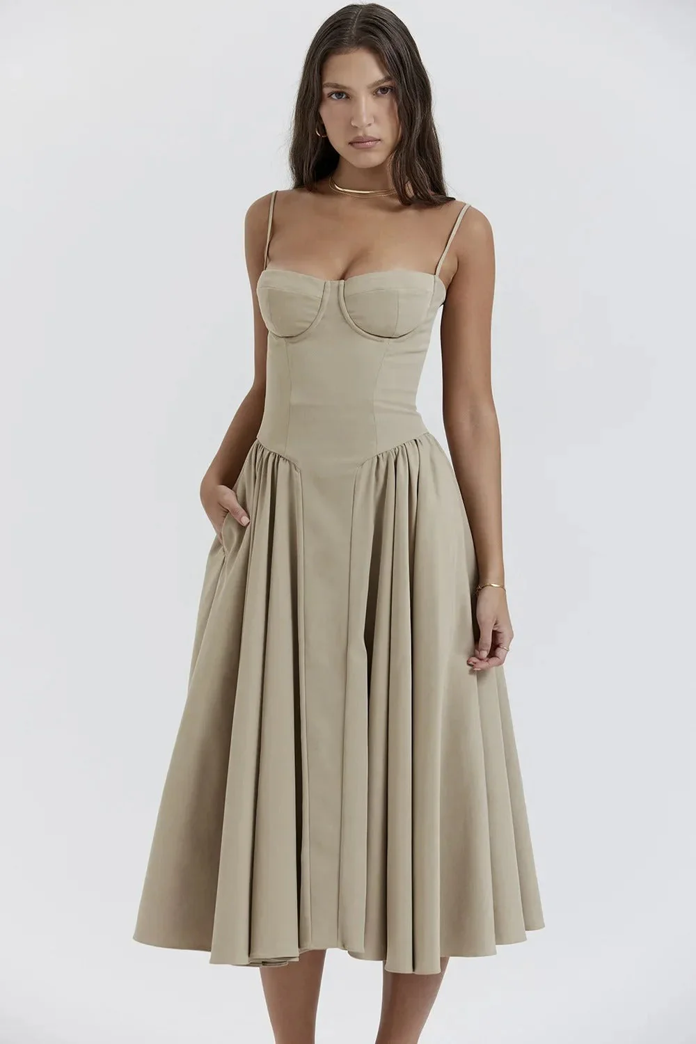 Lorelei | Sleeveless Corset Midi Dress - Image 28