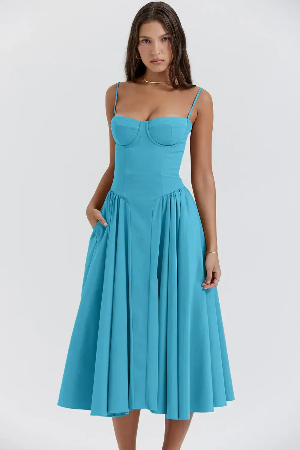 Lorelei | Sleeveless Corset Midi Dress - Image 30