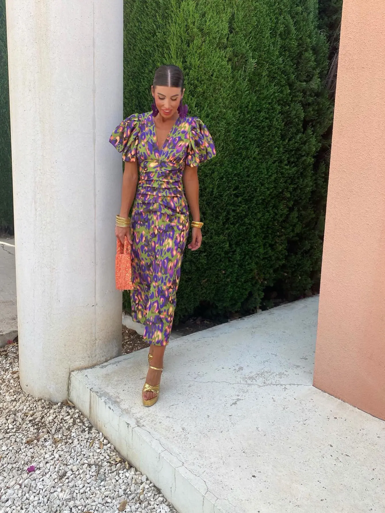 Lucia | Women's Satin Dress With Puff Sleeves - Image 4