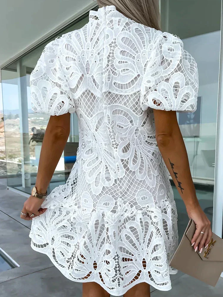 Marnie | Embroidery Puff Sleeves Dress - Image 3