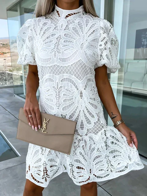 Marnie | Embroidery Puff Sleeves Dress - Image 4