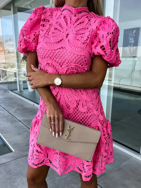 Marnie | Embroidery Puff Sleeves Dress - Image 5