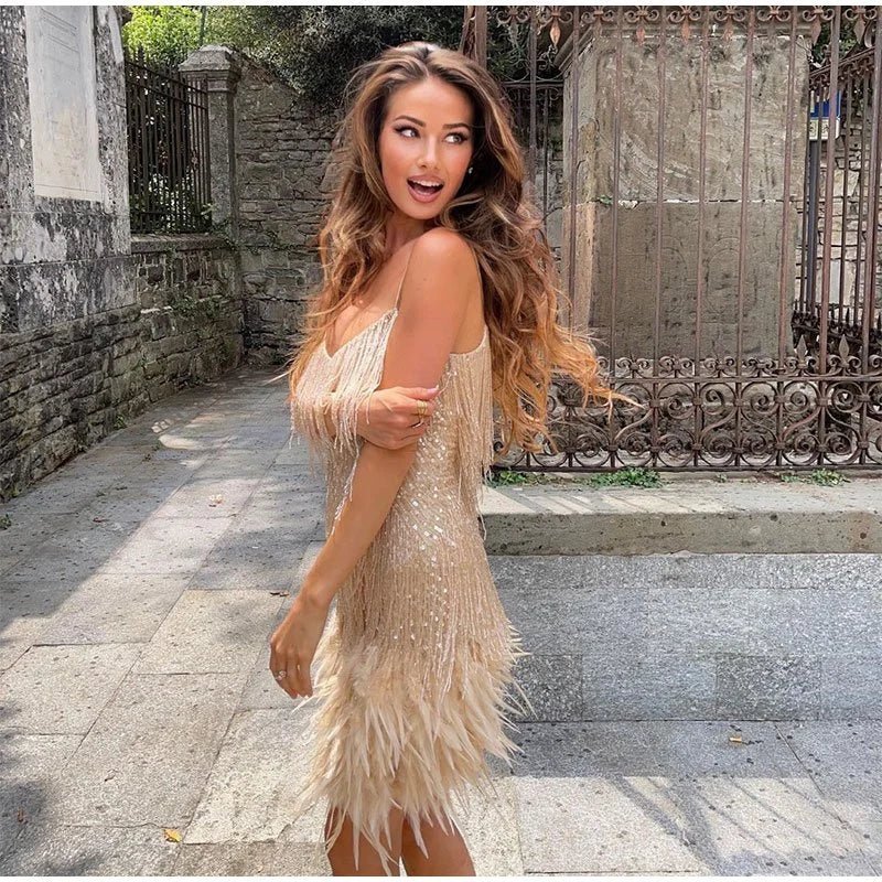 Matilda | Feather Mini Dress - Image 3