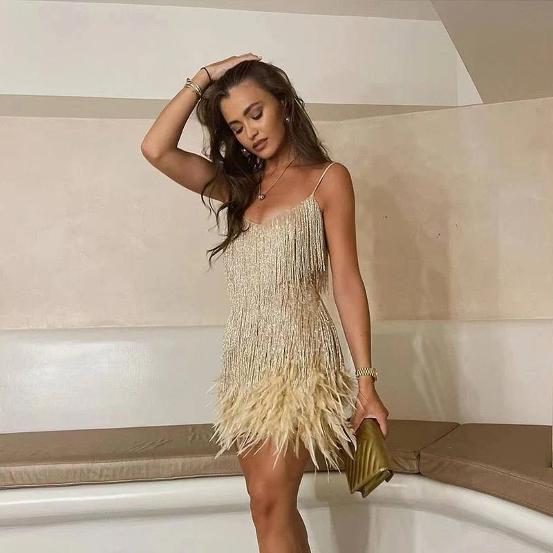 Matilda | Feather Mini Dress - Image 4