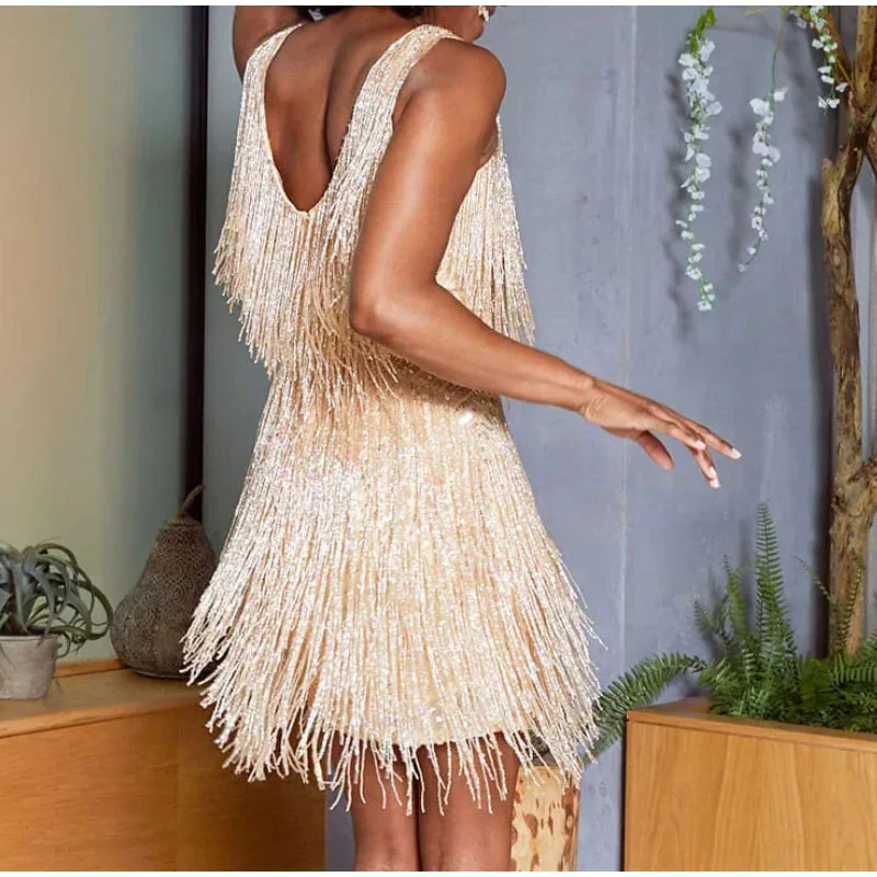 Meredith | Sequin Feather Mini Dress - Image 2