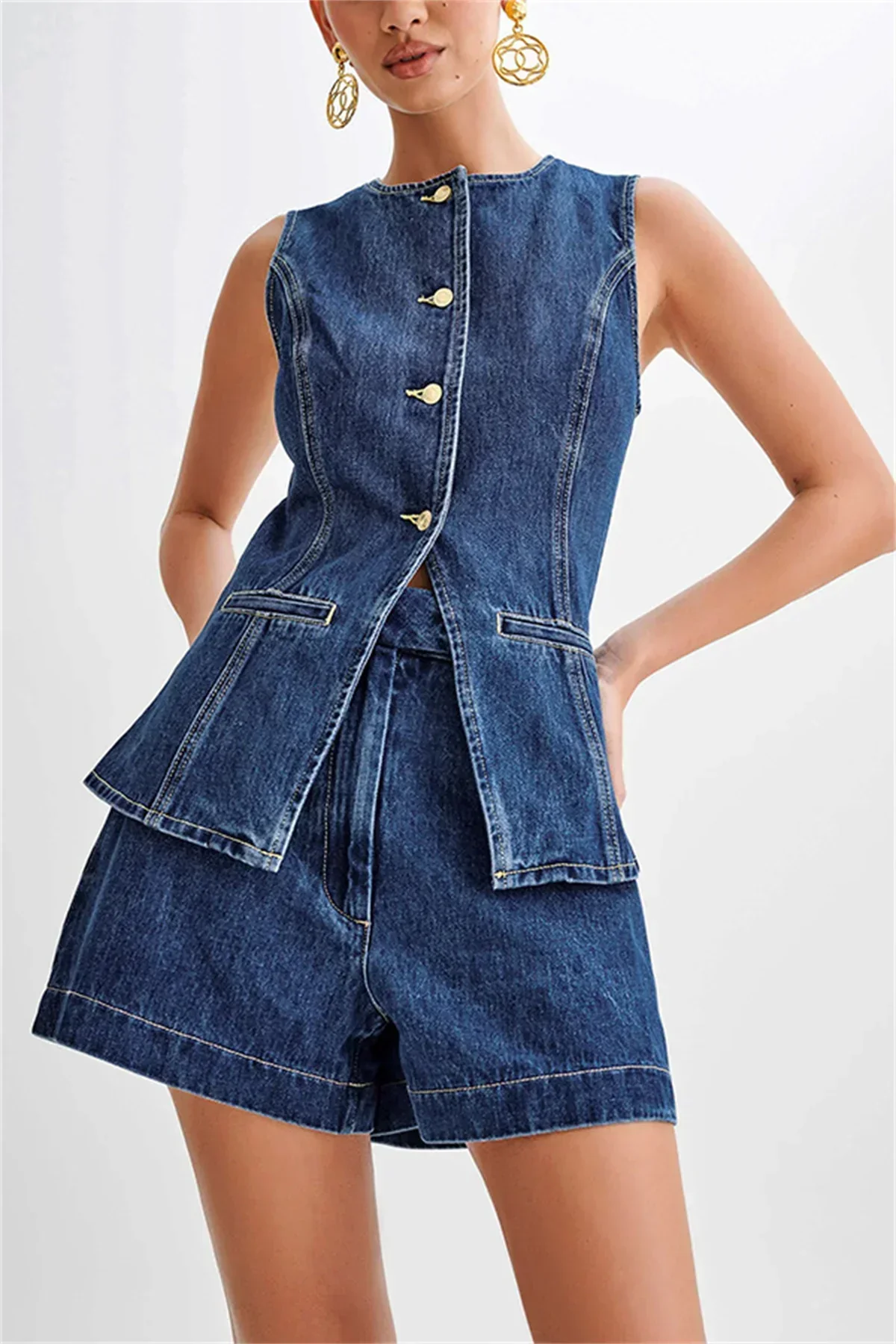 Mireille | Casual Denim Shorts Set - Image 5
