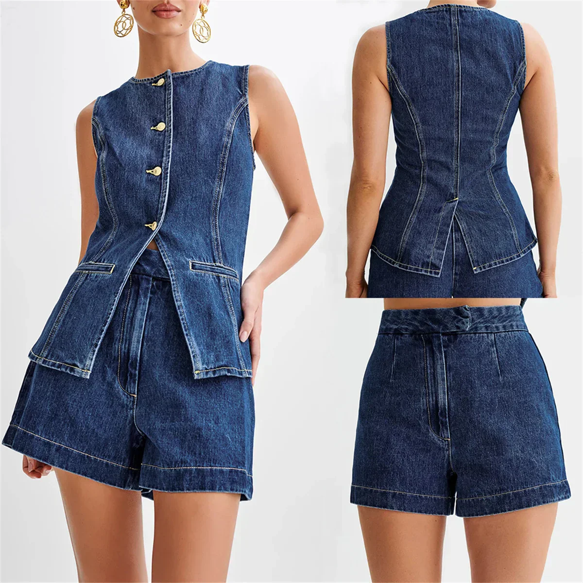 Mireille | Casual Denim Shorts Set - Image 6