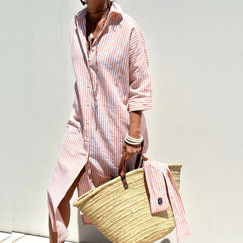 Molly | Chic Striped Shirt Dress