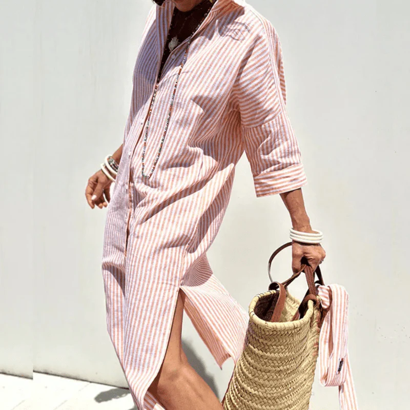 Molly | Chic Striped Shirt Dress - Image 2