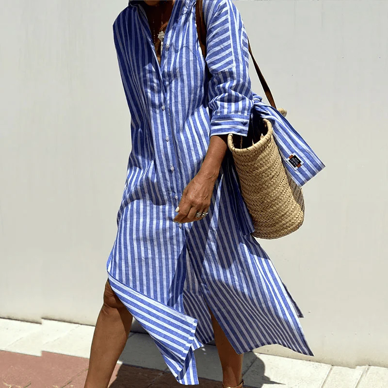 Molly | Chic Striped Shirt Dress - Image 3