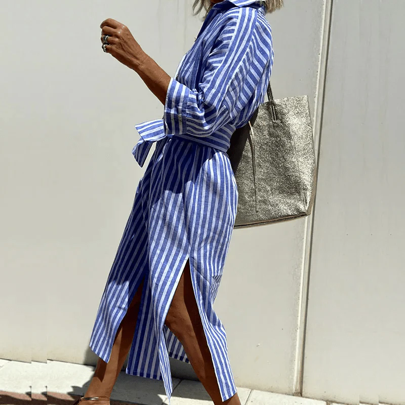Molly | Chic Striped Shirt Dress - Image 4