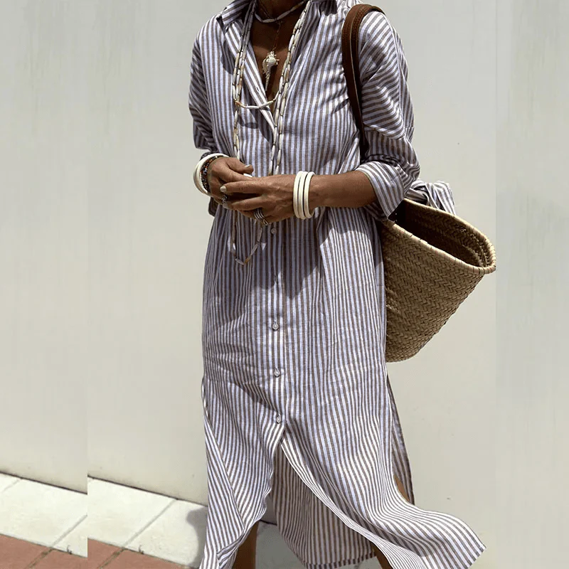 Molly | Chic Striped Shirt Dress - Image 5