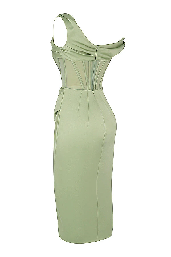 Nerys | Asymmetrical Draped Midi Corset Dress - Image 10