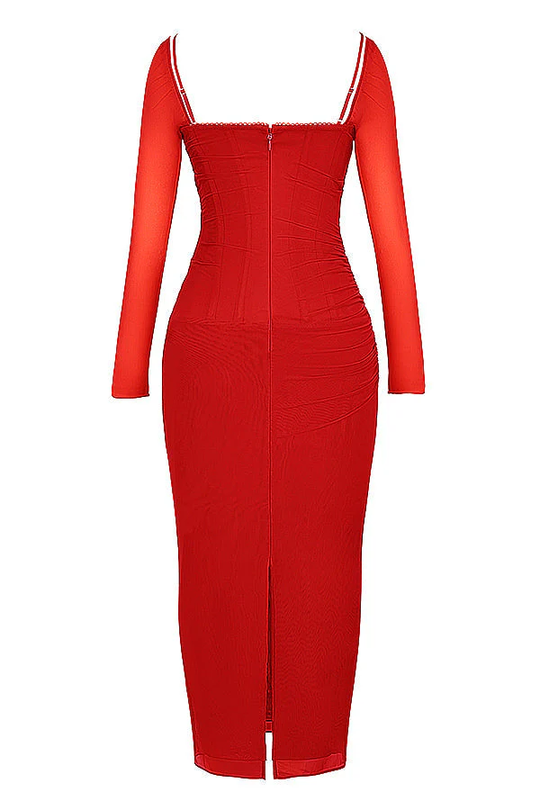 Nora | Deep Maxi Dress with Long Sleeves - Image 10