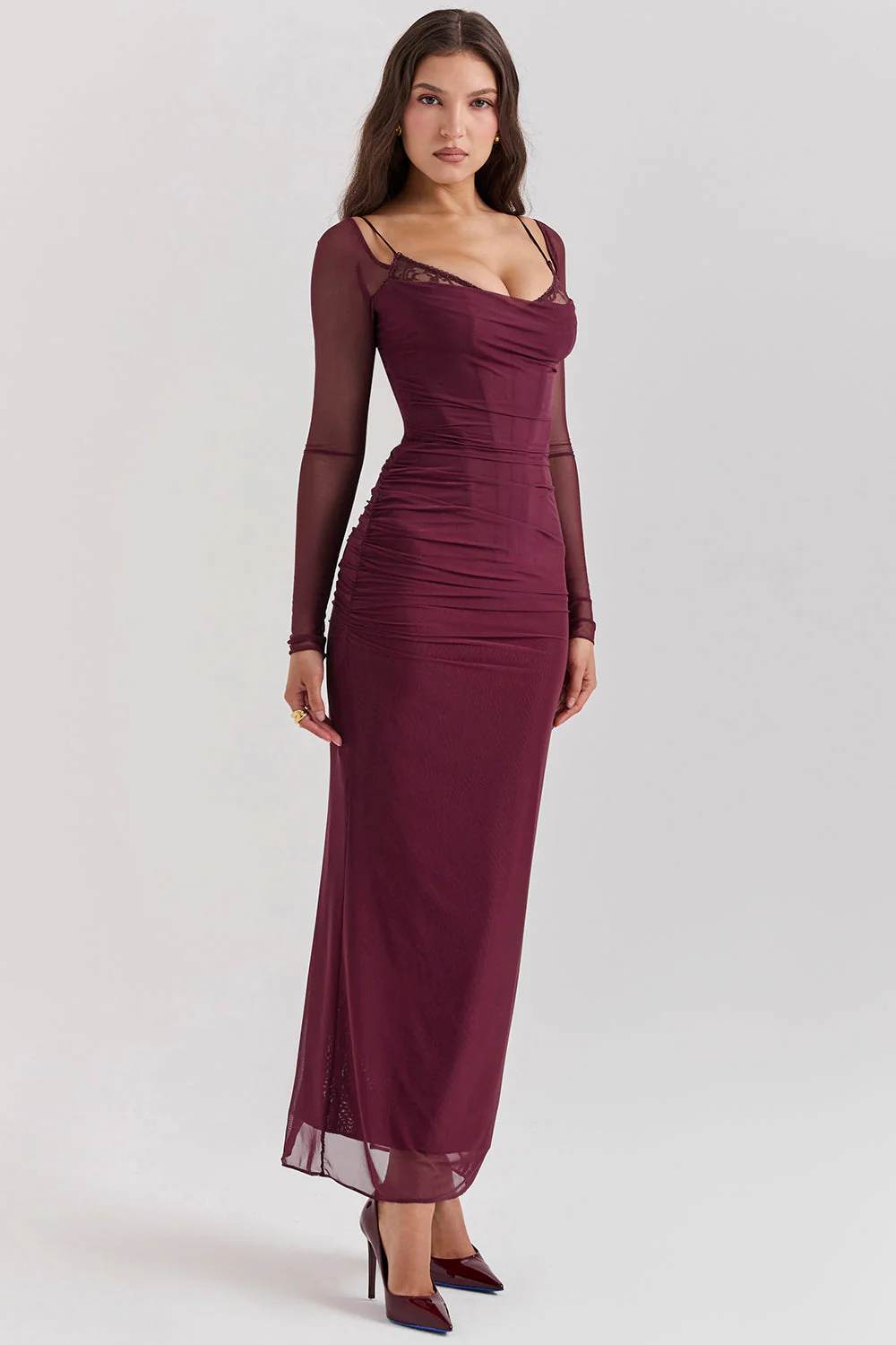 Nora | Deep Maxi Dress with Long Sleeves - Image 12