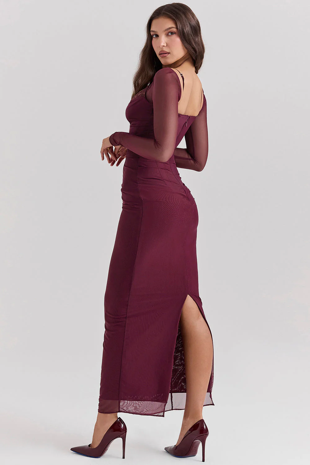 Nora | Deep Maxi Dress with Long Sleeves - Image 13