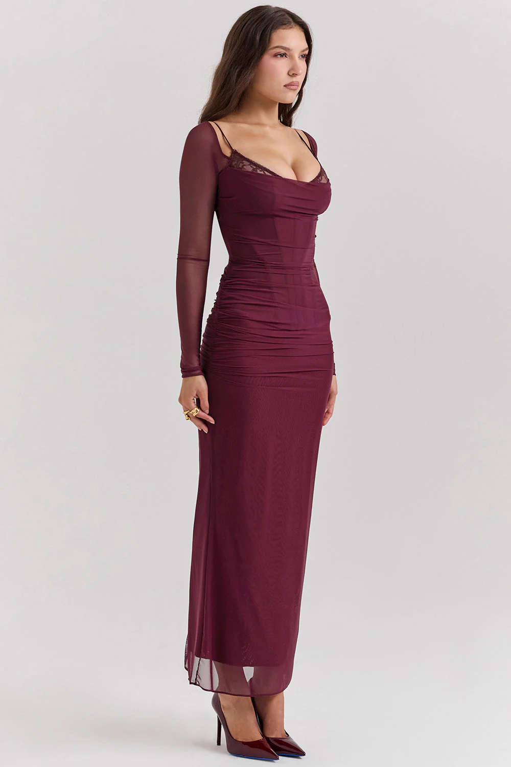 Nora | Deep Maxi Dress with Long Sleeves - Image 14