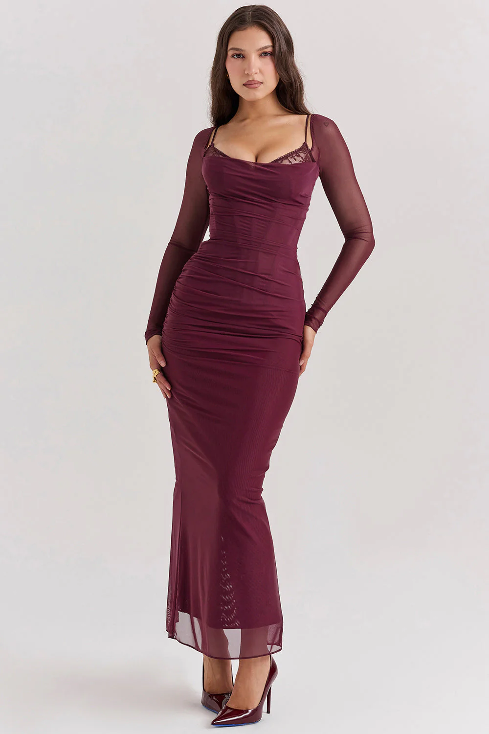 Nora | Deep Maxi Dress with Long Sleeves - Image 15