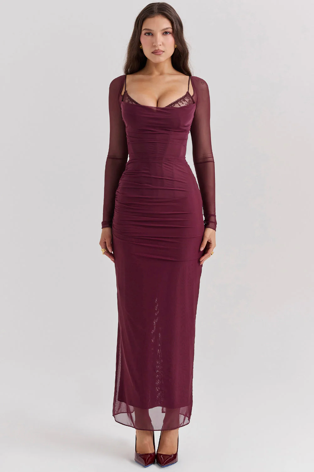 Nora | Deep Maxi Dress with Long Sleeves - Image 17