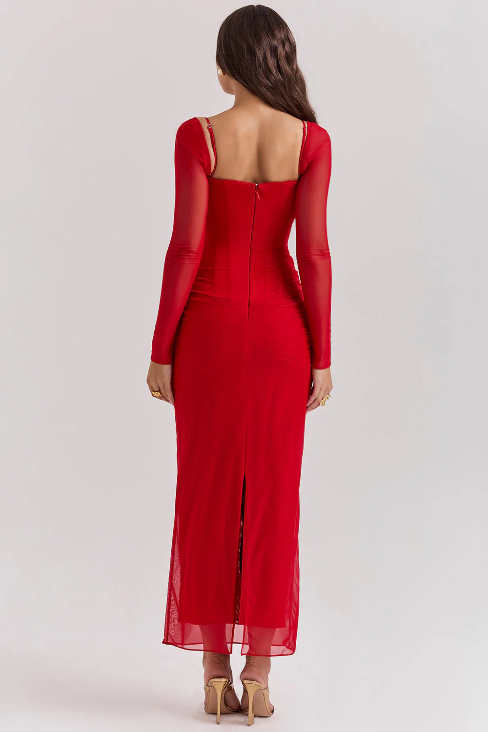 Nora | Deep Maxi Dress with Long Sleeves - Image 2