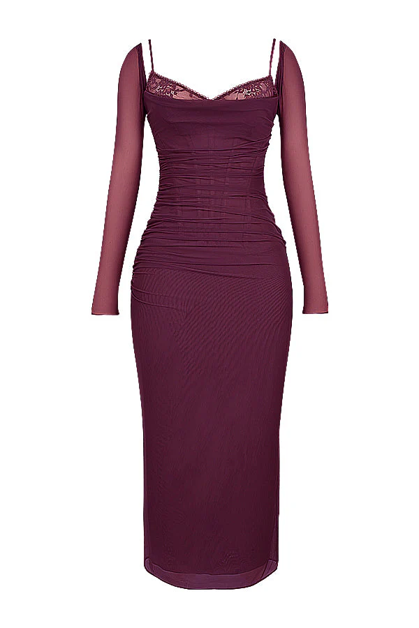 Nora | Deep Maxi Dress with Long Sleeves - Image 20